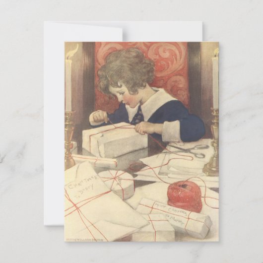 Het inpakken van kerstcadeaus, Jessie Willcox Smit Feestdagenkaart (Voorkant)