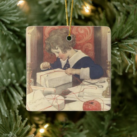 Het inpakken van kerstcadeaus, Jessie Willcox Smit Keramisch Ornament (Boom)