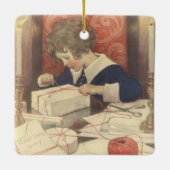 Het inpakken van kerstcadeaus, Jessie Willcox Smit Keramisch Ornament (Achterkant)