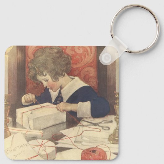 Het inpakken van kerstcadeaus, Jessie Willcox Smit Sleutelhanger (Achterkant)