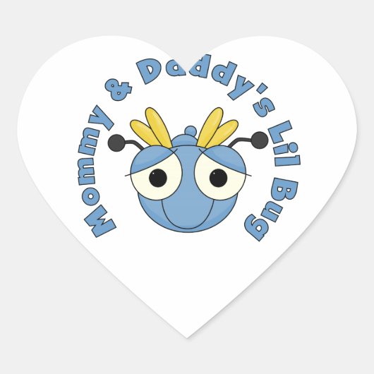 Het Insect van Lil van de mama en van de Papa Hart Sticker (Voorkant)