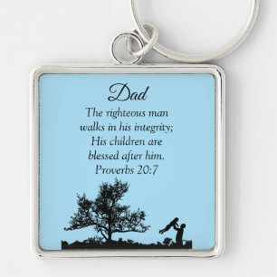 Het inspireren van pap Kind Proverbs 20:7 Persoonl Sleutelhanger