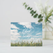 Het inspirerend Citaat "geniet vandaag" van Groen Briefkaart (Staand voorkant)