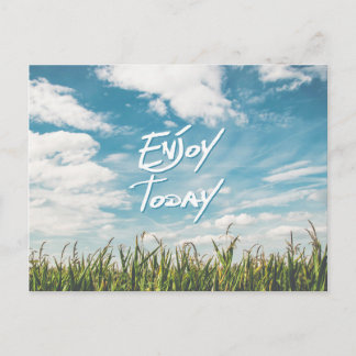 Het inspirerend Citaat "geniet vandaag" van Groen Briefkaart