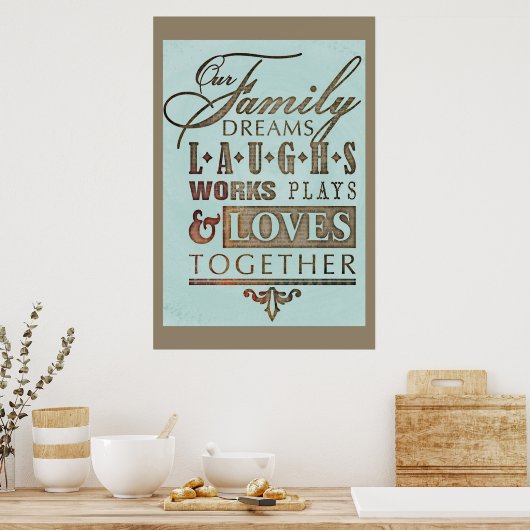 Het Inspirerend Gezegde van onze familie citaat Poster (Keuken)