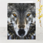 Het Inspirerend grafische Portret van de wolf Kaart (Gele Bloem)