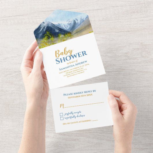 Het inspirerende Baby shower van de Waterverf Land All In One Uitnodiging (Afscheurbaar)