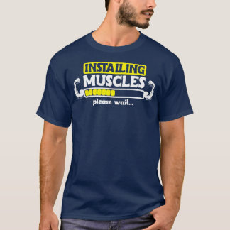 Het installeren van Spieren Bodybuilder Gym Fitnes T-shirt