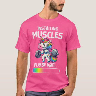 Het installeren van spieren Grappig Eenhoorn Worko T-shirt