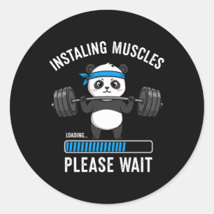 Het installeren van spieren Grappige Panda Gewicht Ronde Sticker