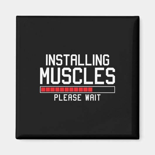 Het installeren van spieren wacht alsjeblieft grap magneet (Voorkant)