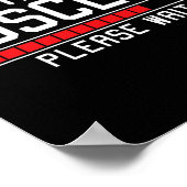 Het installeren van spieren wacht alsjeblieft grap poster (Hoek)