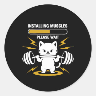 Het installeren van Spieren Wacht Schattigee Gym C Ronde Sticker