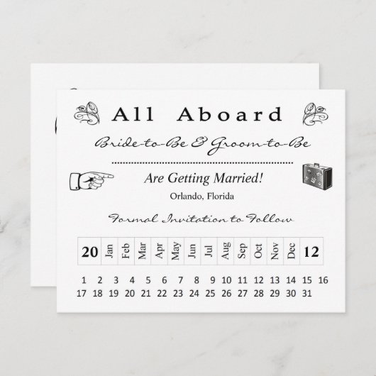 Het instappen pas sparen de Datum Save The Date (Voorkant / Achterkant)