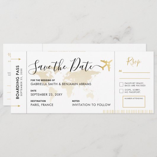 Het instappen Pass sparen de Datum met in bijlage Save The Date (Voorkant / Achterkant)