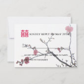 Het instemmen van het met Dubbele Geluk Sakura RSVP Kaartje (Voorkant)