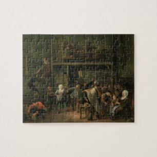 Het interieur van een Tavern met een paar dat aan  Legpuzzel