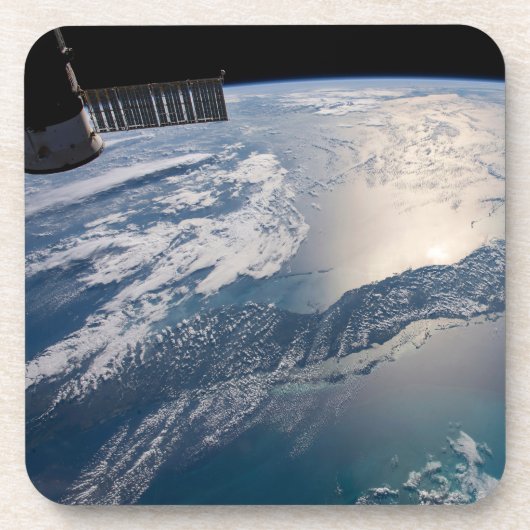 Het internationale ruimtestation boven de Atlantis Bier Onderzetter (Voorkant)