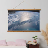 Het internationale ruimtestation boven de Atlantis Hangend Wandkleed (Slaapkamer)