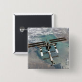 Het internationale ruimtestation vierkante button 5,1 cm (Voorkant /achterkant)