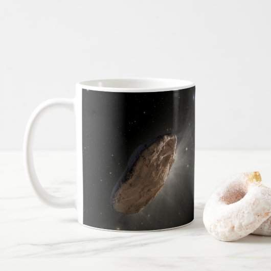 Het interstellaire object Oumuamua. Koffiemok (Met donut)