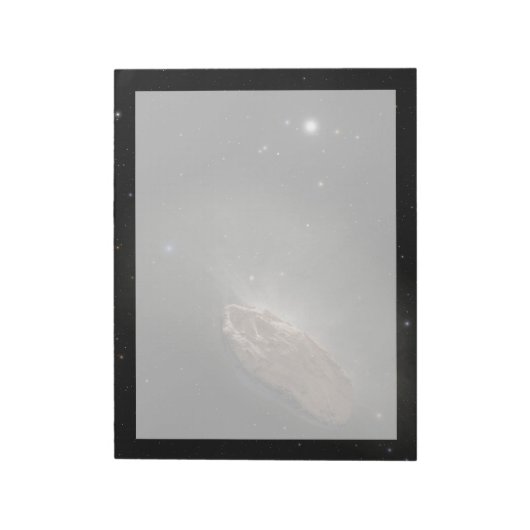Het interstellaire object Oumuamua. Notitieblok (Linkerzijde)