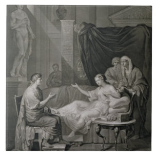 Het interview met Augustus en Cleopatra, gegraveer Tegeltje
