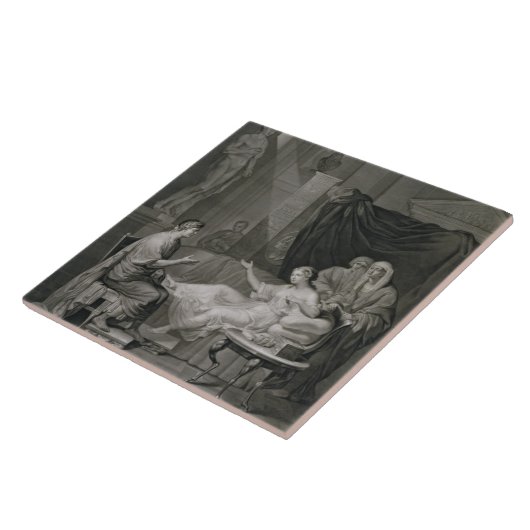 Het interview met Augustus en Cleopatra, gegraveer Tegeltje (Zijkant)