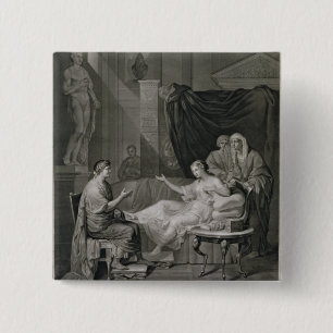 Het interview met Augustus en Cleopatra, gegraveer Vierkante Button 5,1 Cm