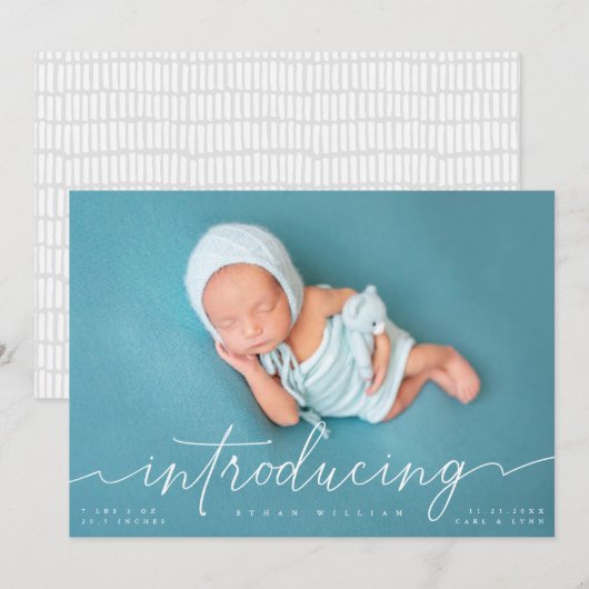 Het introduceren van Baby met wit manuscript Kaart (Voorkant / Achterkant)