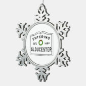 Het invoeren Gloucester Massachusetts Tin Sneeuwvlok Ornament (Rechts)
