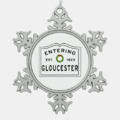 Het invoeren Gloucester Massachusetts Tin Sneeuwvlok Ornament (Voorkant)