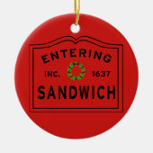 Het invoeren Sandwich MA Kerstmis Keramisch Ornament (Voorkant)