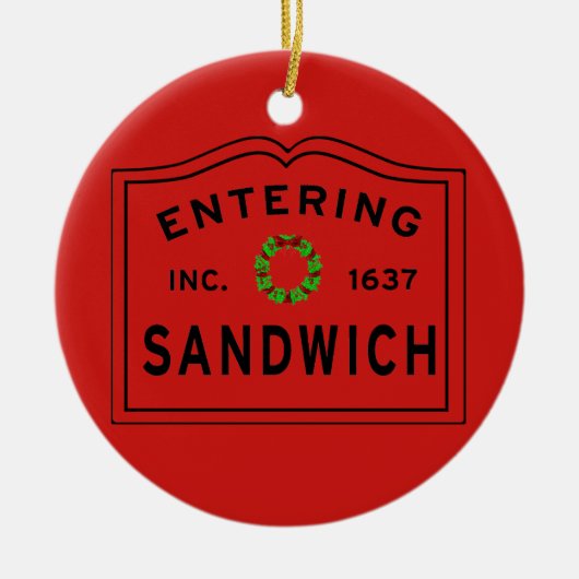 Het invoeren Sandwich MA Kerstmis Keramisch Ornament (Voorkant)