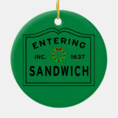 Het invoeren Sandwich MA Kerstmis Keramisch Ornament (Achterkant)