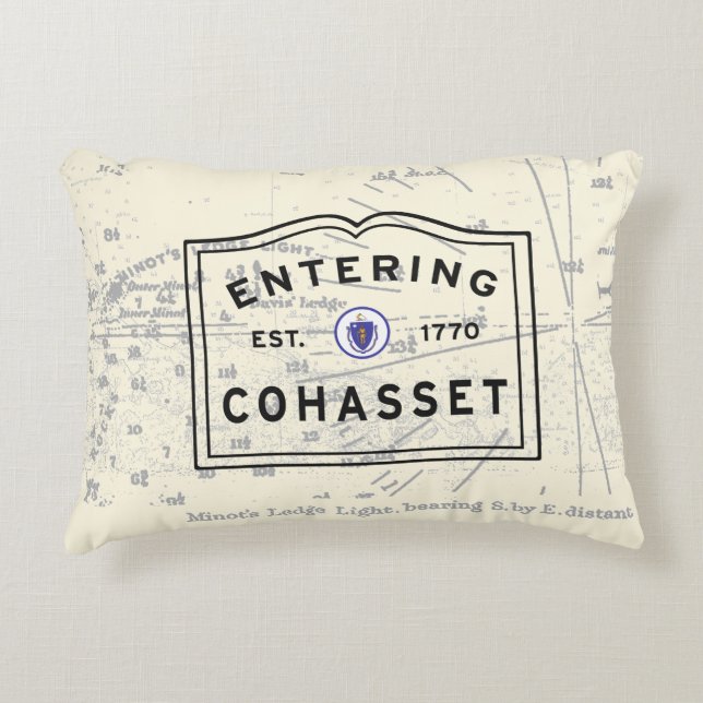 Het invoeren van COHASSET MASSACHUSETTS Street Sig Accent Kussen (Voorkant)