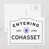 Het invoeren van COHASSET MASSACHUSETTS Street Sig Briefkaart (Voorkant / Achterkant)