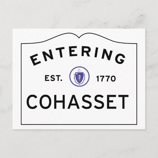 Het invoeren van COHASSET MASSACHUSETTS Street Sig Briefkaart (Voorkant)