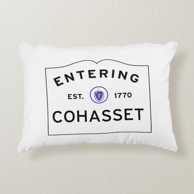Het invoeren van COHASSET MASSACHUSETTS Street Sig Decoratief Kussen (Voorkant)