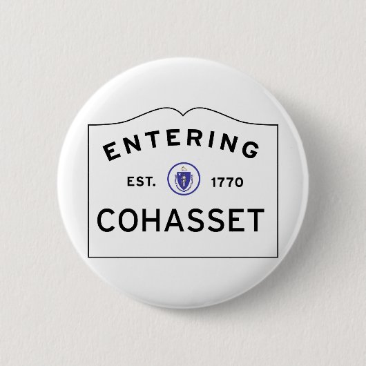Het invoeren van COHASSET MASSACHUSETTS Street Sig Ronde Button 5,7 Cm (Voorkant)