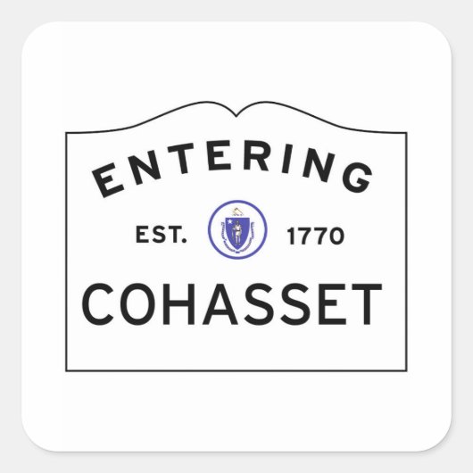 Het invoeren van COHASSET MASSACHUSETTS Street Sig Vierkante Sticker (Voorkant)