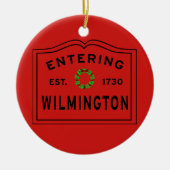 Het invoeren van Wilmington MA Kerstmis Keramisch Ornament (Voorkant)
