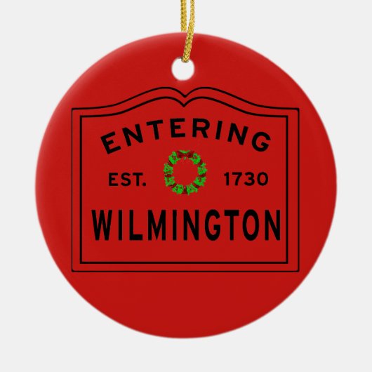 Het invoeren van Wilmington MA Kerstmis Keramisch Ornament (Voorkant)