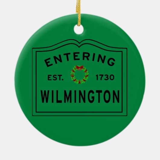 Het invoeren van Wilmington MA Kerstmis Keramisch Ornament (Achterkant)