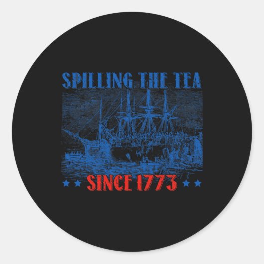 Het invriezen van de thee sinds 1773 vierde juli ronde sticker (Voorkant)