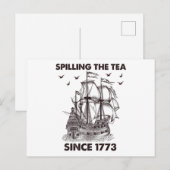 Het invullen van de thee sinds 1773, patriottisch, briefkaart (Voorkant / Achterkant)