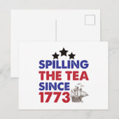 Het invullen van de thee sinds 1773, patriottisch, briefkaart (Voorkant / Achterkant)