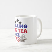Het invullen van de thee sinds 1773, patriottisch, koffiemok (Voorkant rechts)