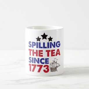 Het invullen van de thee sinds 1773, patriottisch, koffiemok
