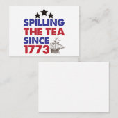Het invullen van de thee sinds 1773, patriottisch, notitiekaartje (Voorkant / Achterkant)